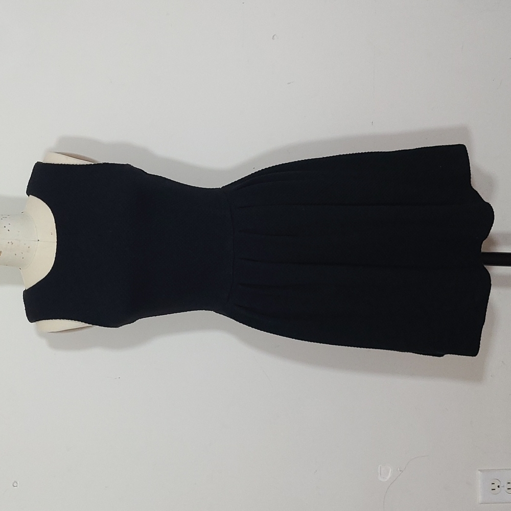 Ganni High Neck Fit And Flare Pleated Dress Black Size S